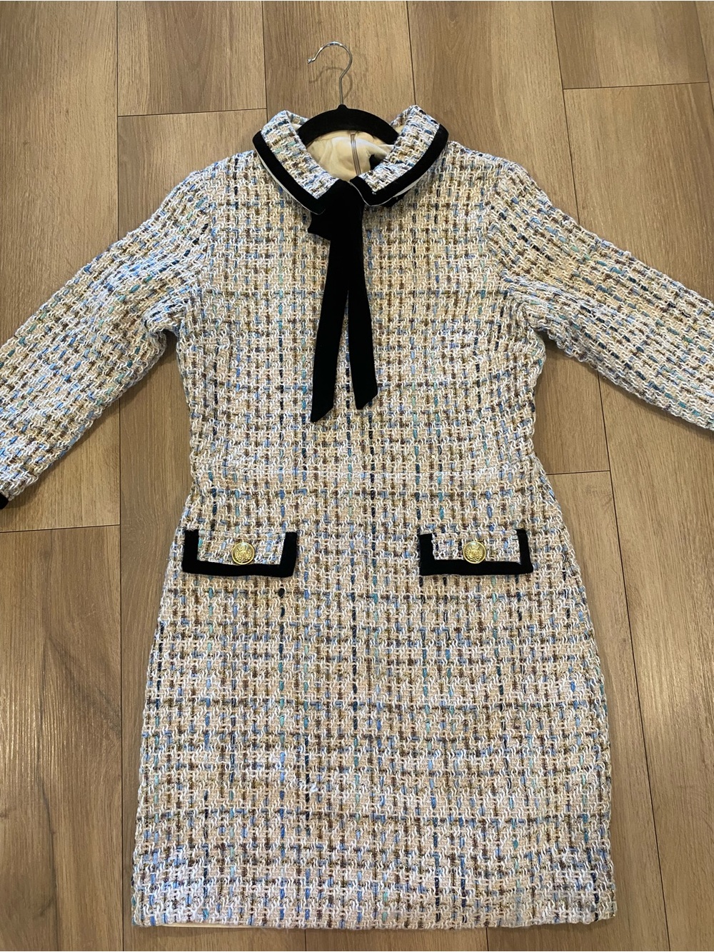 Alexia Admor Lexi Tweed Collared Holiday Cocktail Dress Size S